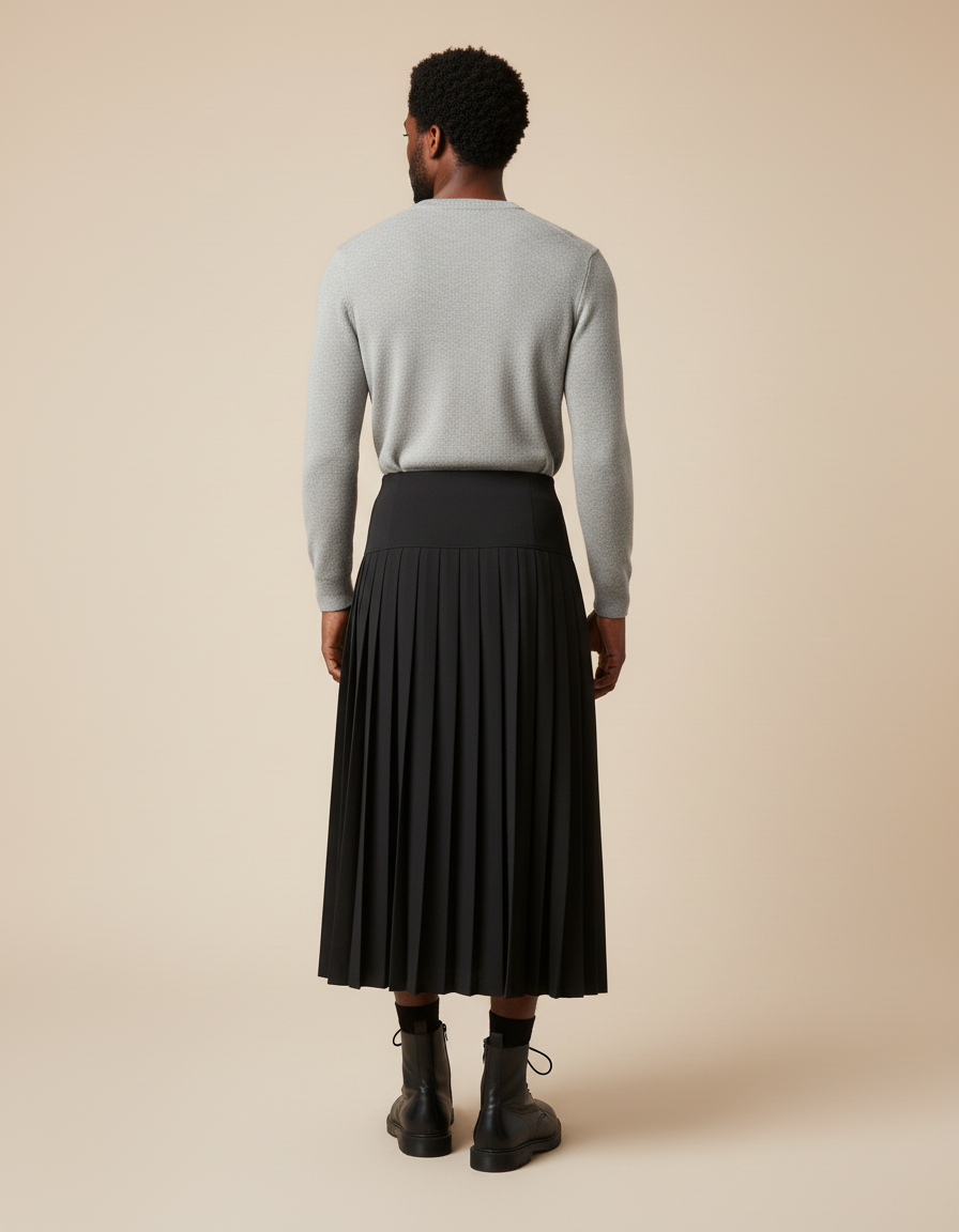 Jupe Homme Noire Plissée Décontractée Confortable