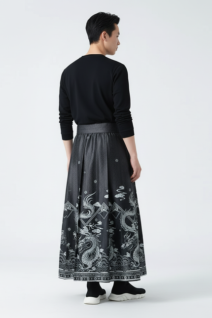 Jupe Homme Longue Motif Dragon Décontractée