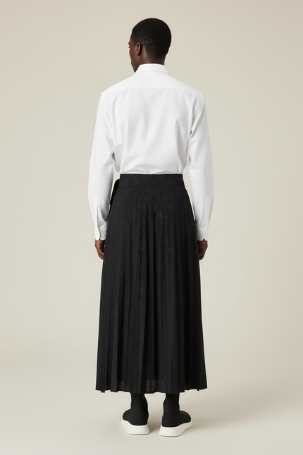 Jupe Homme Noire Plissée Fluide Élégante