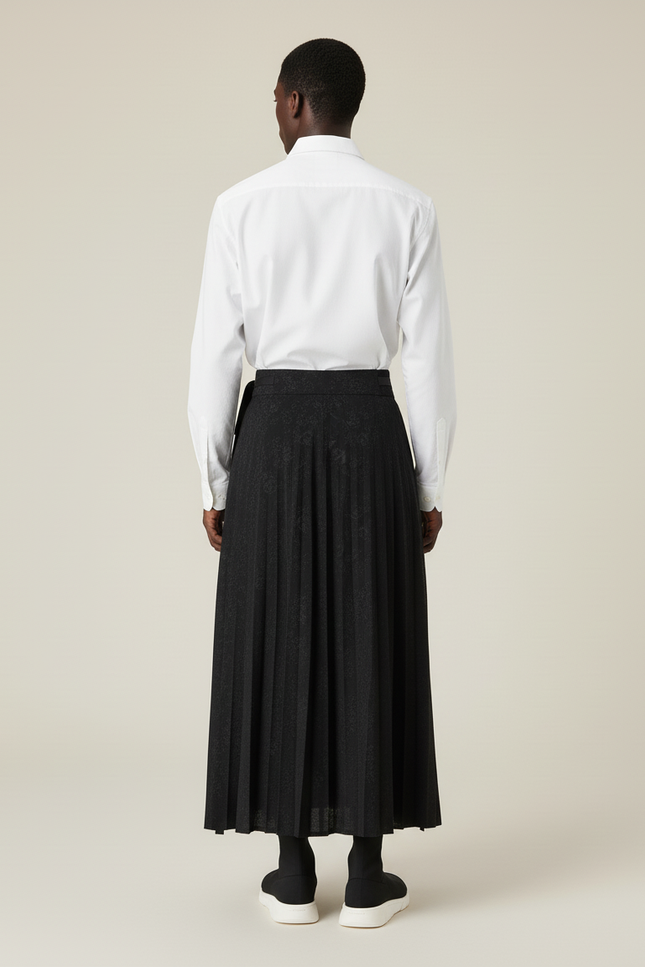 Jupe Homme Noire Plissée Fluide Élégante