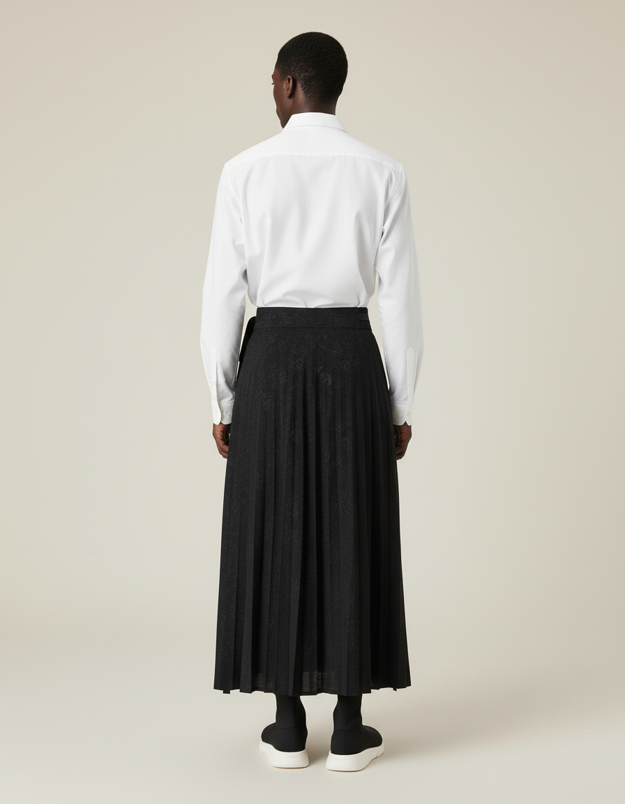 Jupe Homme Noire Plissée Fluide Élégante