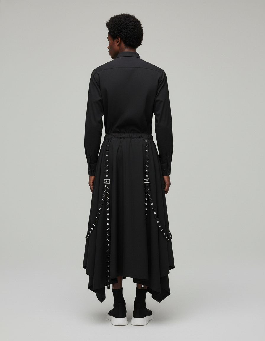 Jupe Homme Noire Œillets Gothique