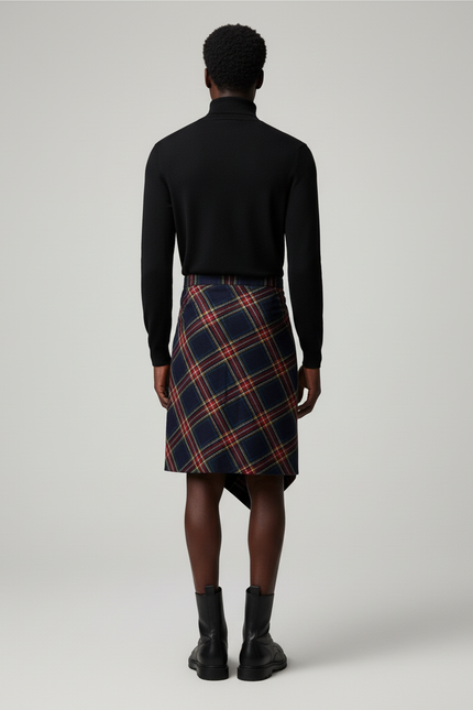 Jupe Homme À Carreaux Asymétrique Chic