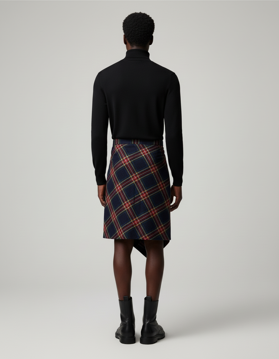 Jupe Homme À Carreaux Asymétrique Chic