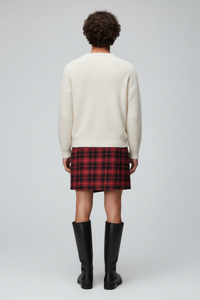 Jupe Homme Carreaux Rouge Asymétrique