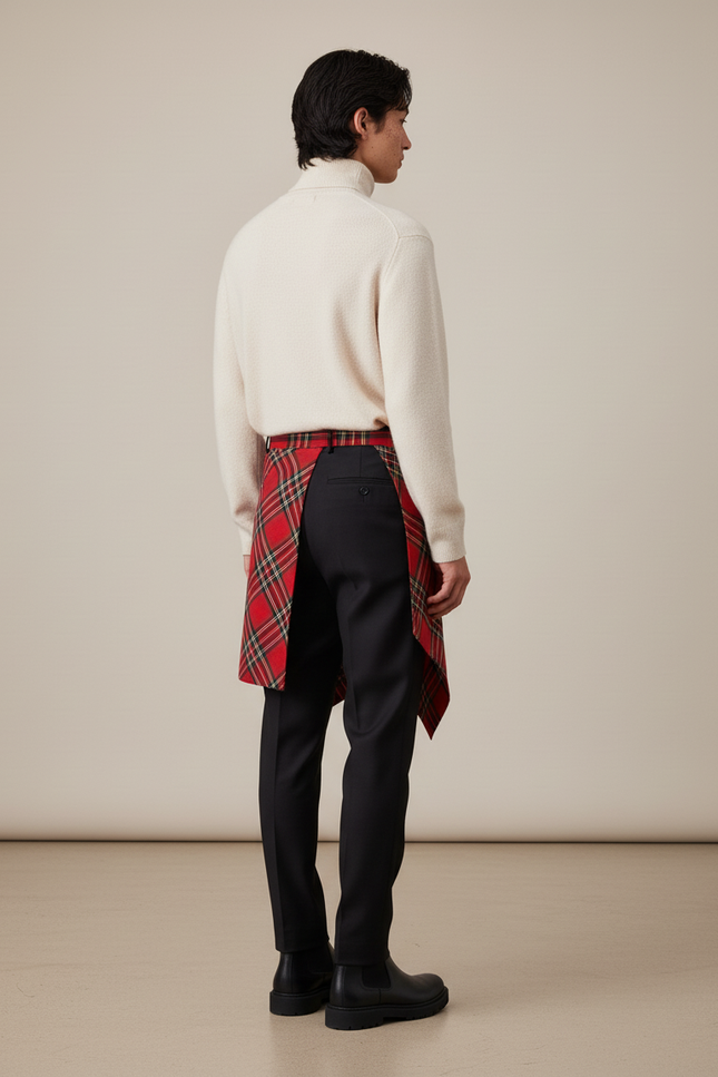 Jupe Homme Carreaux Asymétrique Décontractée