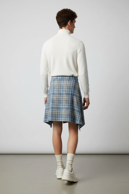 Jupe Homme À Carreaux Asymétrique Décontractée