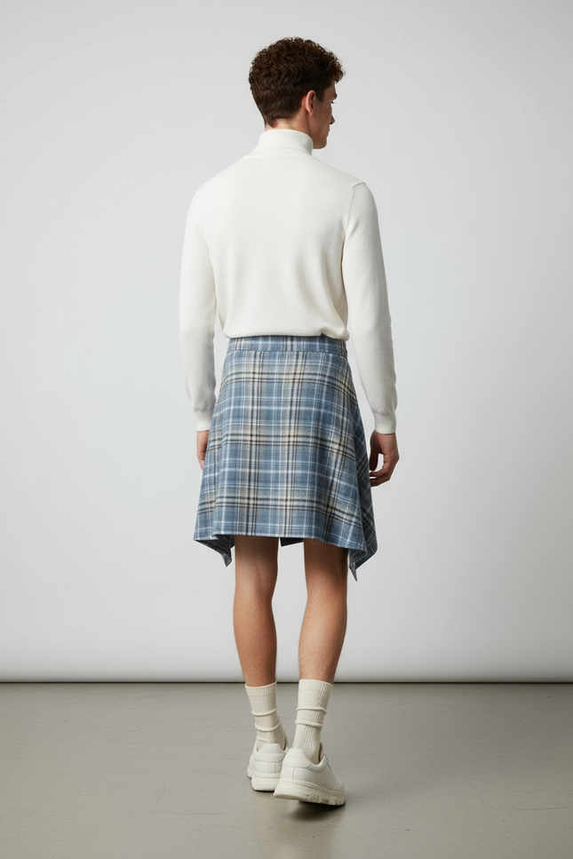 Jupe Homme À Carreaux Asymétrique Décontractée