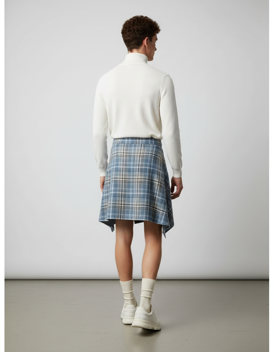 Jupe Homme À Carreaux Asymétrique Décontractée