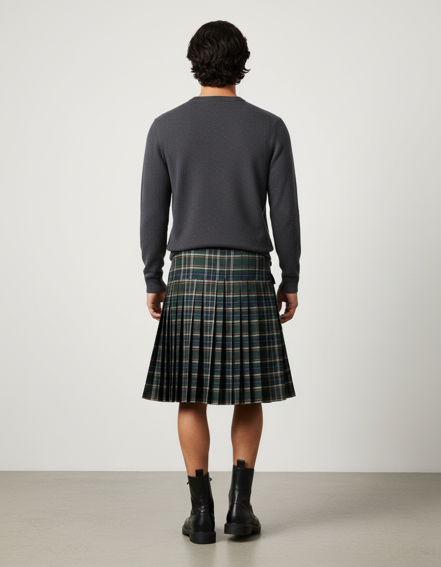 Jupe Homme Plaid Écossais Plissée