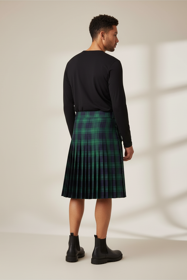 Jupe Homme Écossaise Plissée Verte