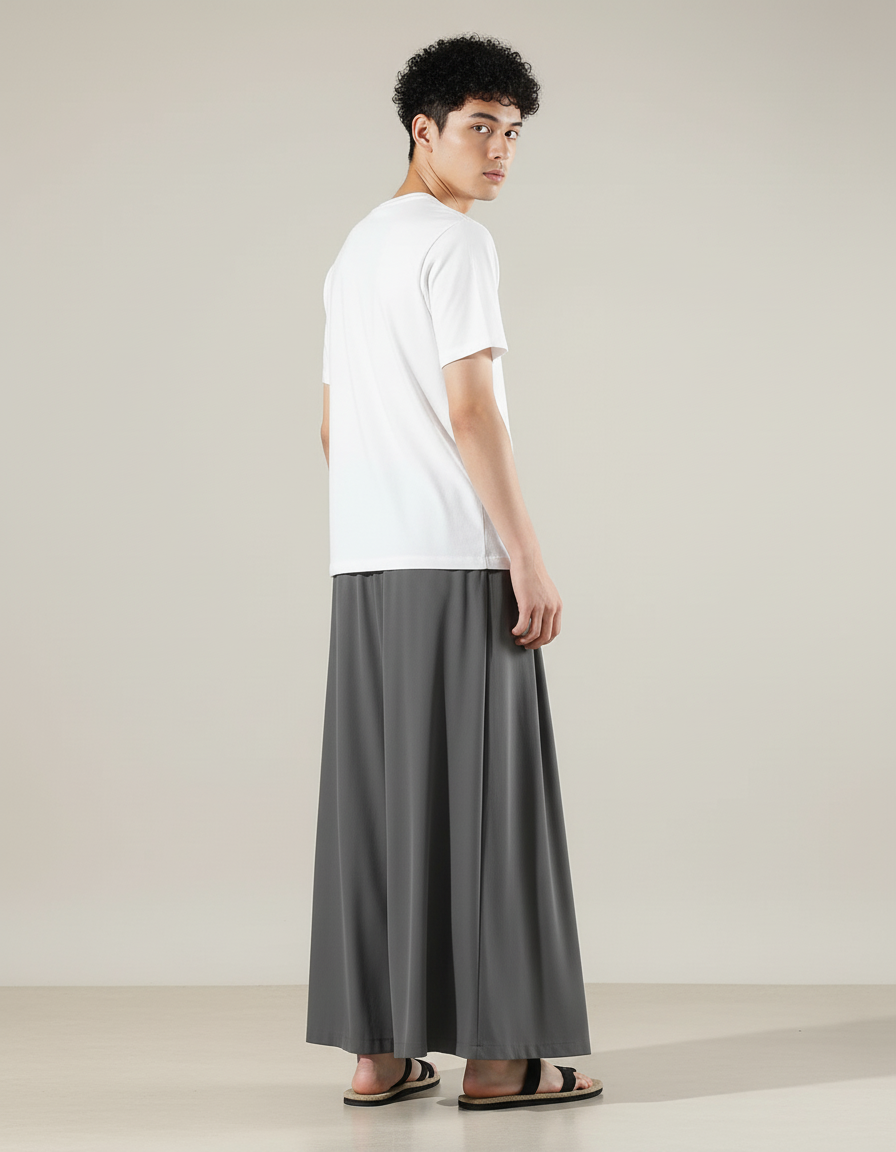 Jupe Homme Ample Grise Fluide