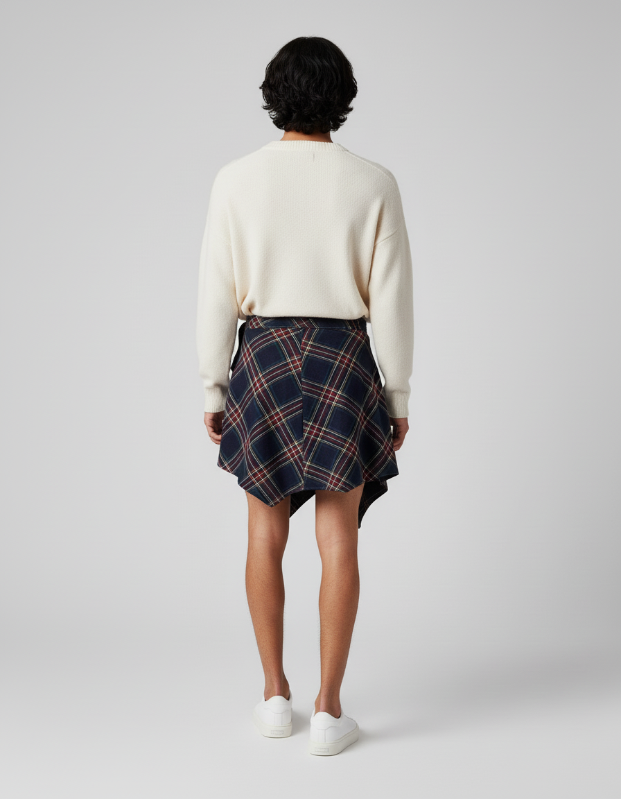 Jupe Homme À Carreaux Irrégulière Décontractée