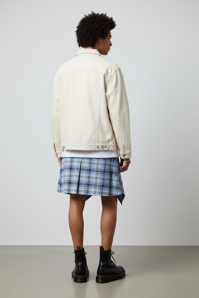 Jupe Homme Carreaux Irrégulière Décontractée