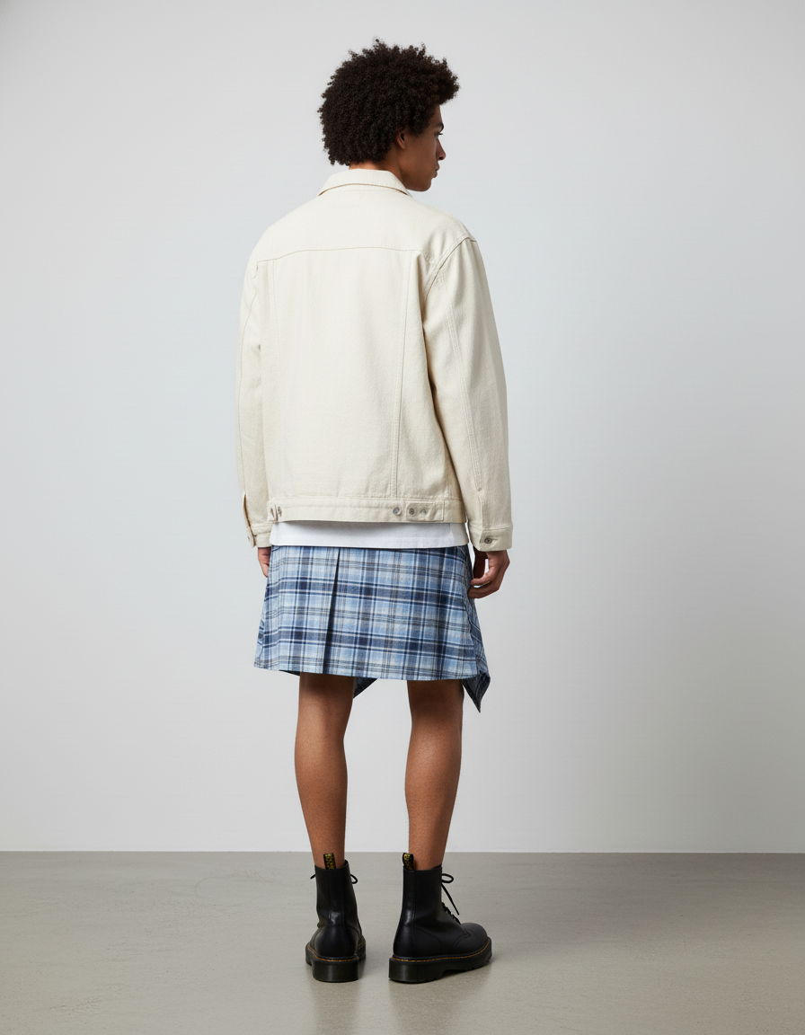 Jupe Homme Carreaux Irrégulière Décontractée