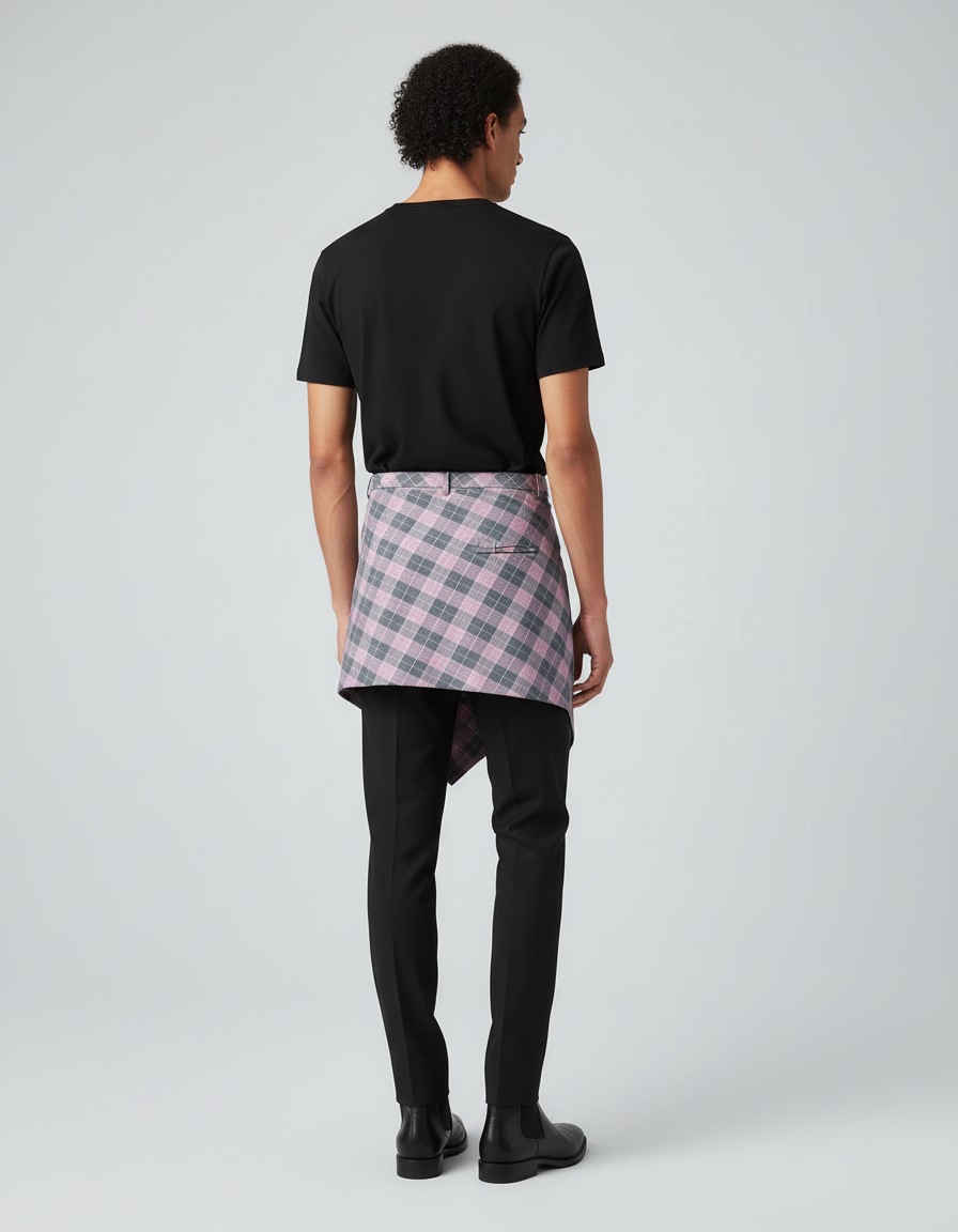 Jupe Homme Carreaux Asymétrique Décontractée Casual