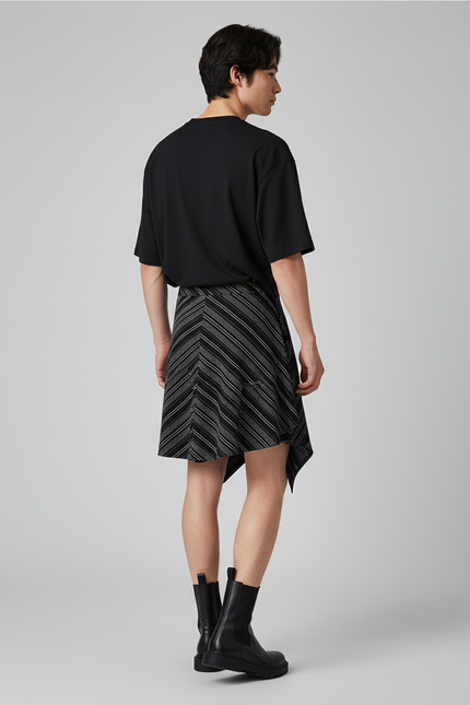 Jupe Homme Rayée Asymétrique Décontractée
