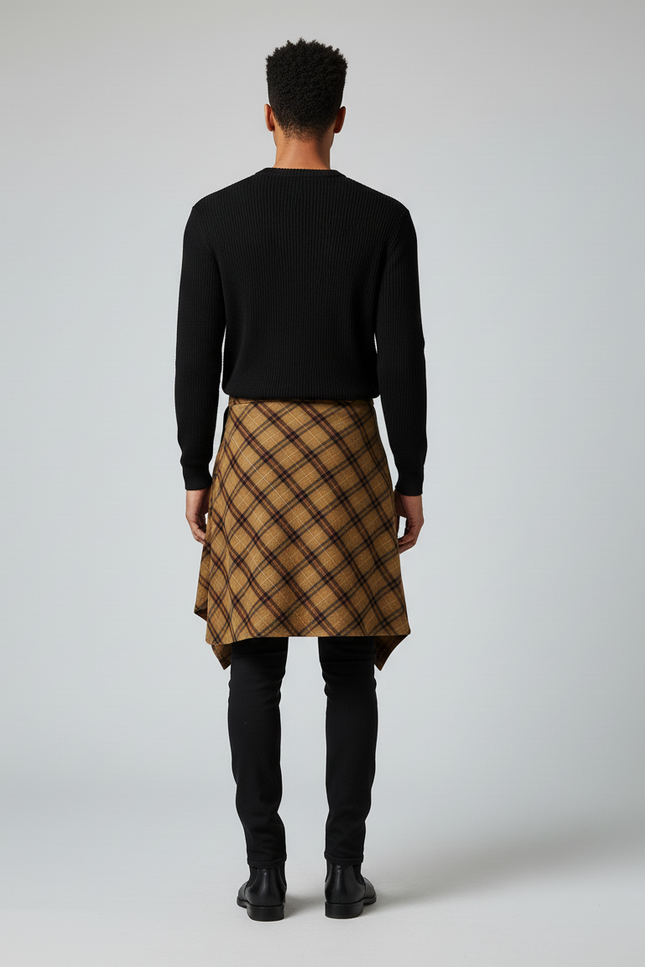 Jupe Homme Plaid Asymétrique Chic