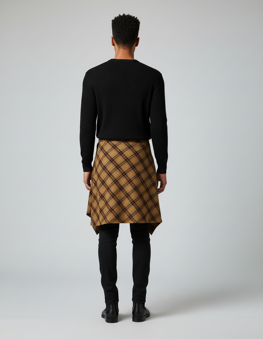 Jupe Homme Plaid Asymétrique Chic