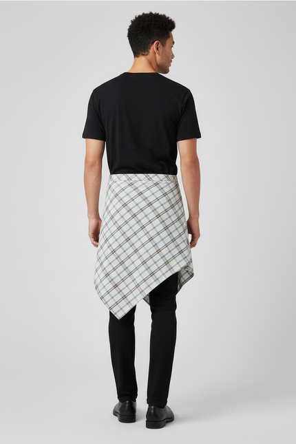 Jupe Homme Carreaux Asymétrique Décontractée Quotidienne