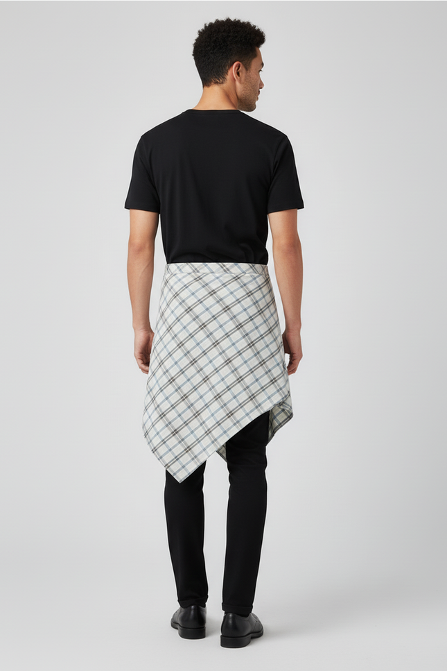 Jupe Homme Carreaux Asymétrique Décontractée Quotidienne