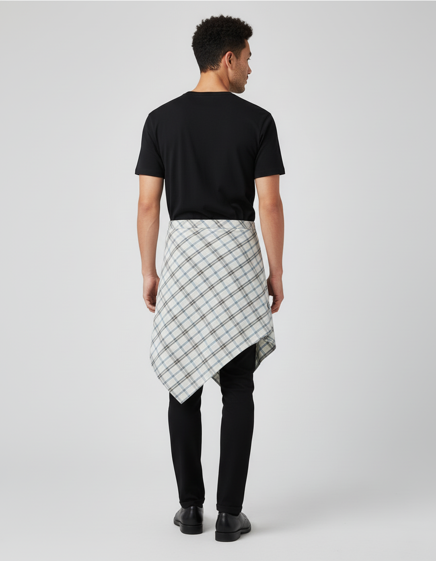 Jupe Homme Carreaux Asymétrique Décontractée Quotidienne