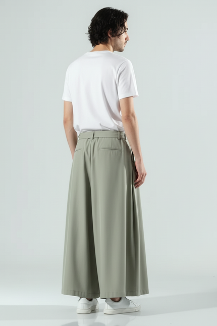 Jupe Homme Ample Vert Kaki Plissée