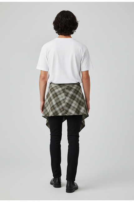 Jupe Homme Carreaux Asymétrique Décontractée Cool