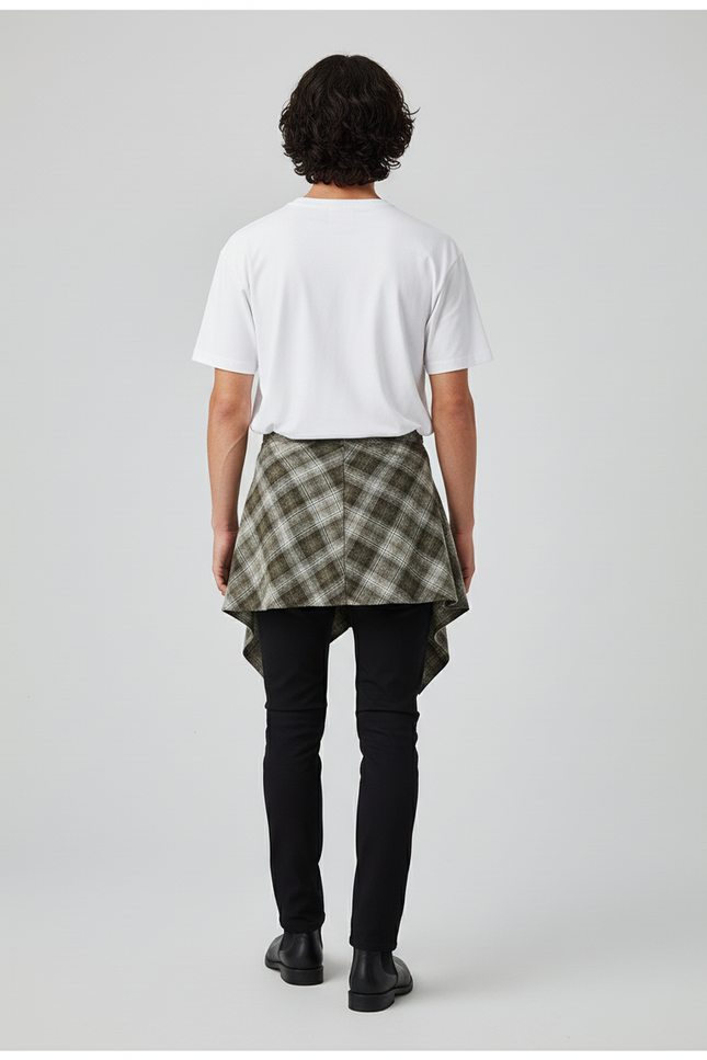 Jupe Homme Carreaux Asymétrique Décontractée Cool