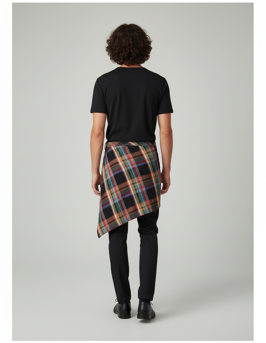 Jupe Homme Écossaise Asymétrique Décontractée