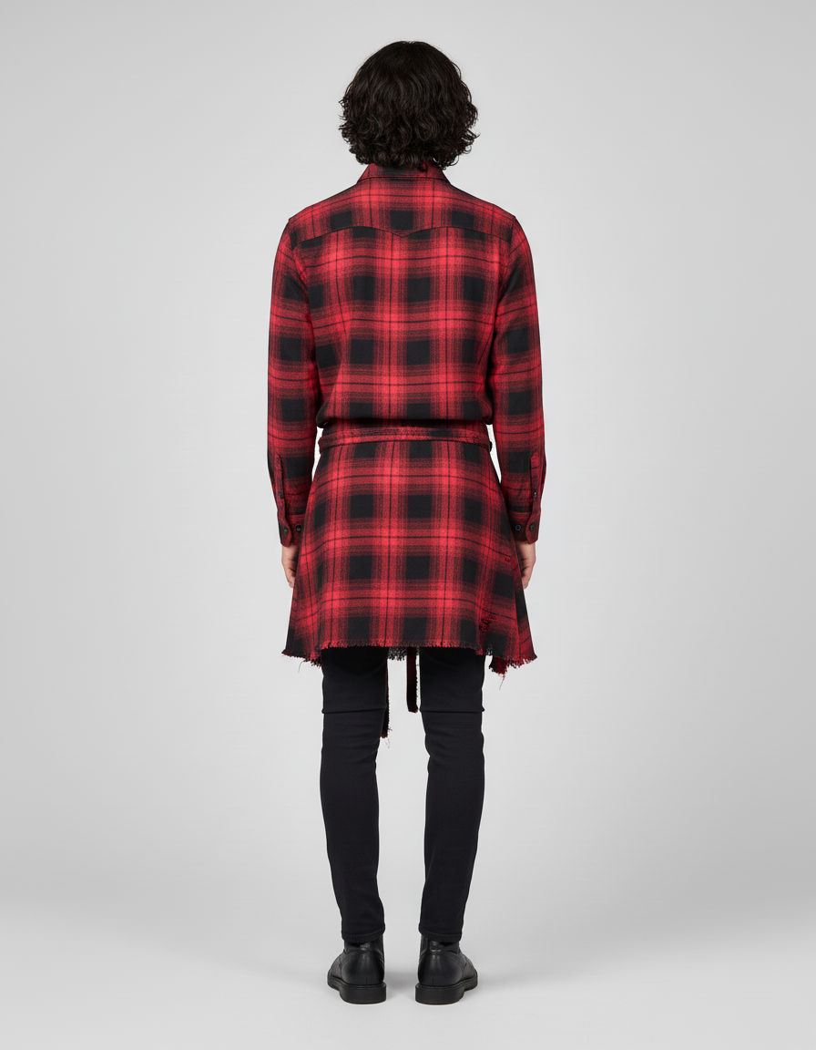 Jupe Homme Carreaux Rouges Déstructurée