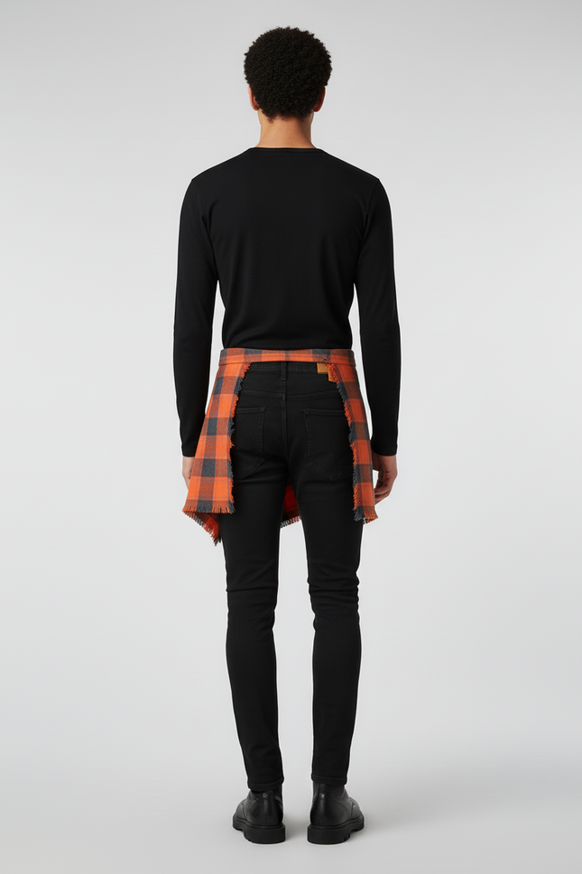 Jupe Homme Décontractée À Carreaux Orange