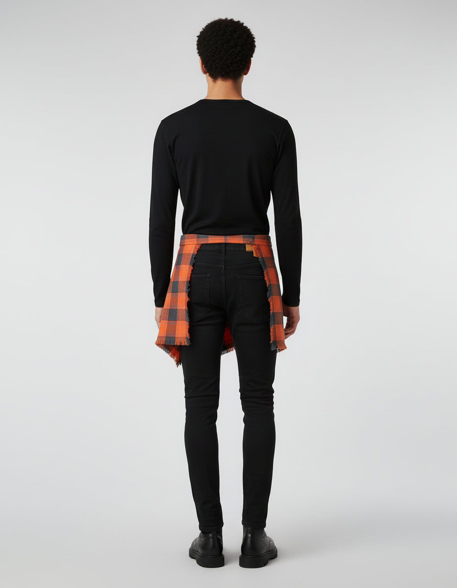 Jupe Homme Décontractée À Carreaux Orange