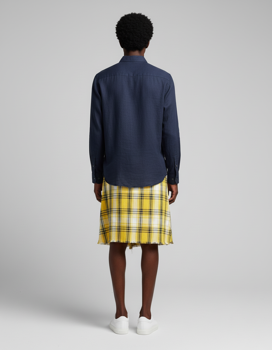 Jupe Homme Carreaux Jaunes Décontractée