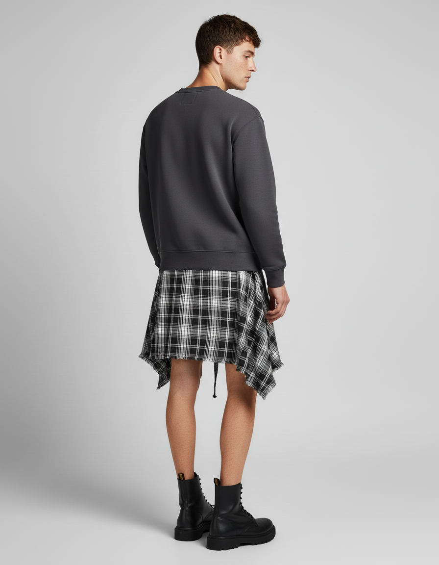 Jupe Homme Plaid Décontractée Irrégulière