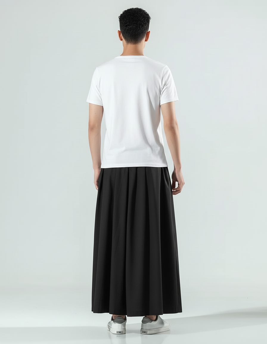 Jupe Homme Ample Noire Fluide