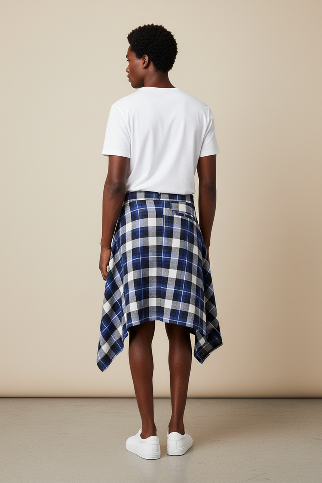 Jupe Homme Écossaise Asymétrique Décontractée Originale