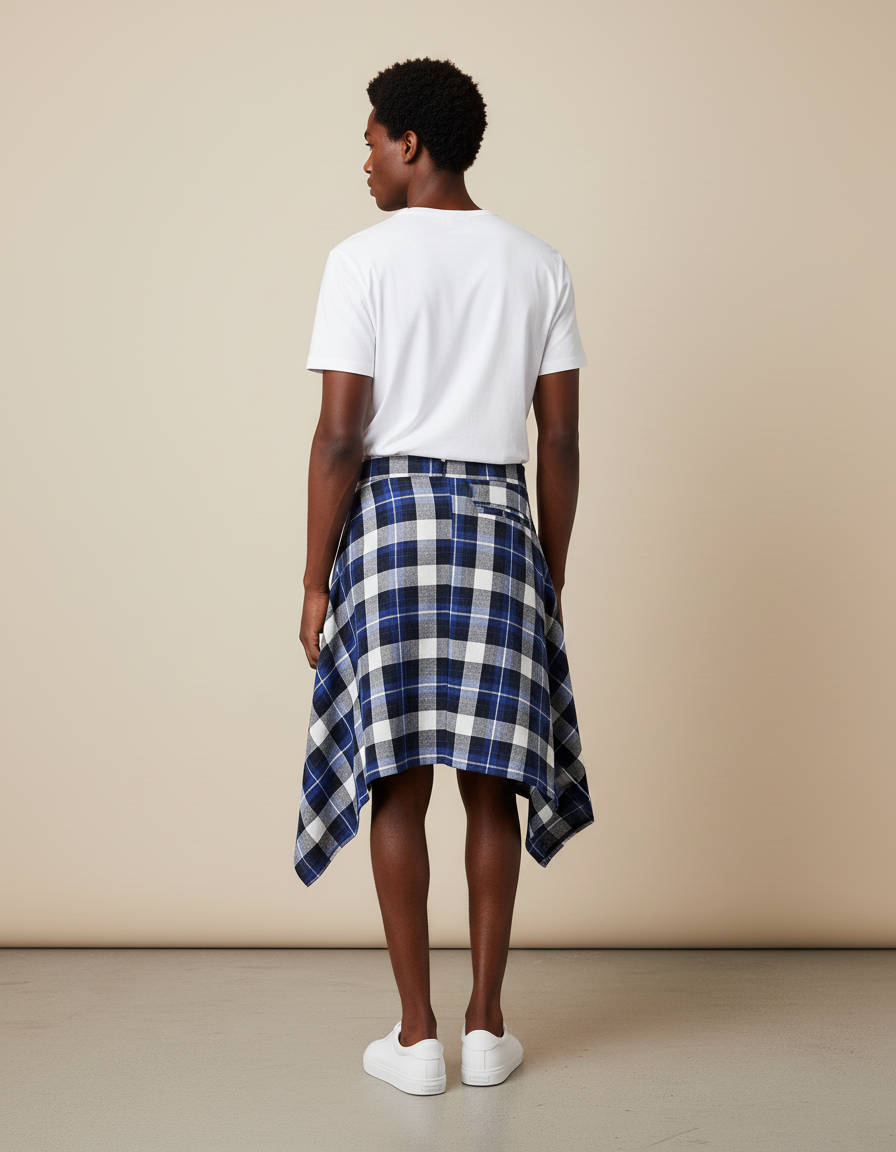 Jupe Homme Écossaise Asymétrique Décontractée Originale