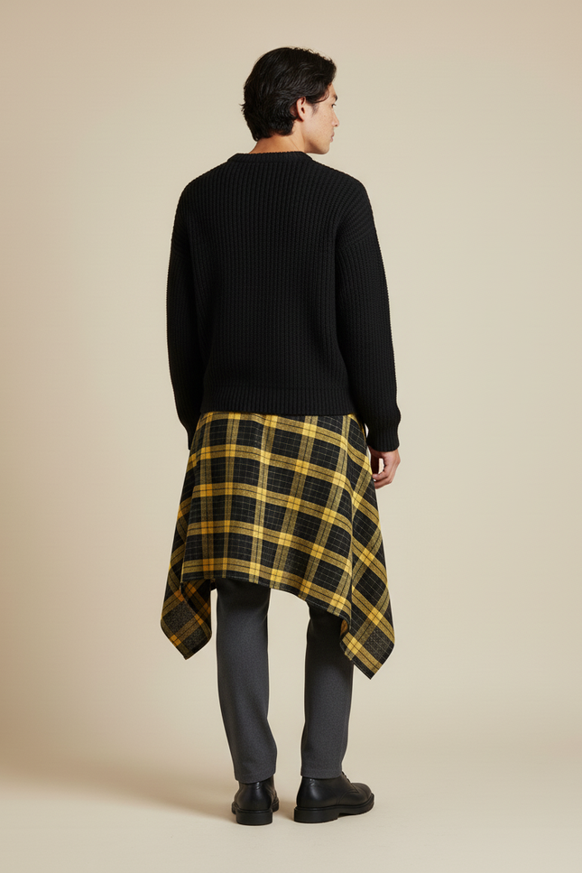 Jupe Homme Plaid Irrégulière Décontractée Dynamique