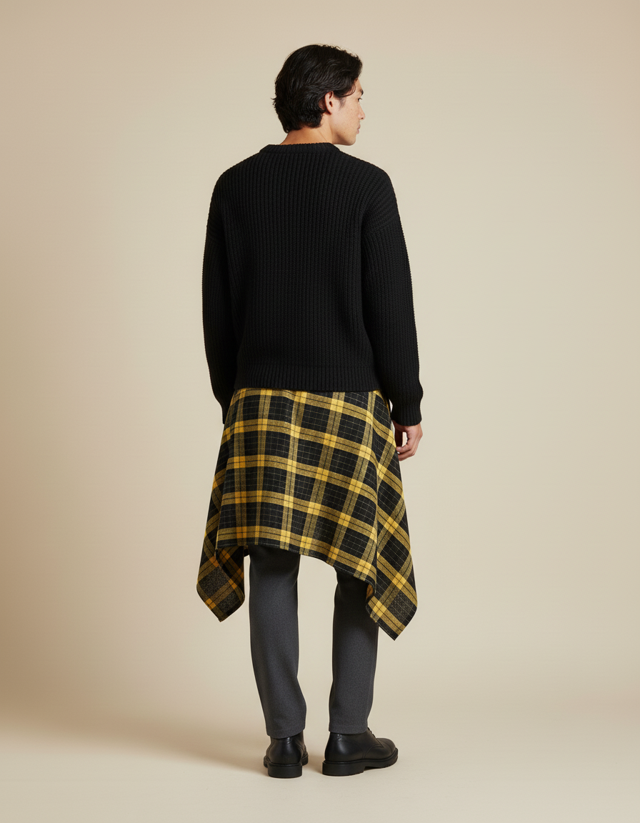 Jupe Homme Plaid Irrégulière Décontractée Dynamique