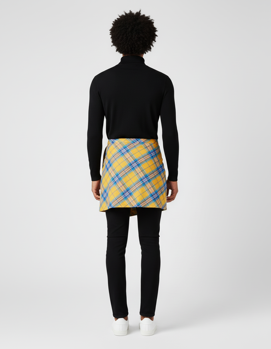 Jupe Homme À Carreaux Jaune Décontractée