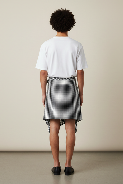 Jupe Homme Motif Écossais Asymétrique Décontractée
