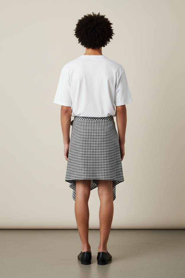 Jupe Homme Motif Écossais Asymétrique Décontractée