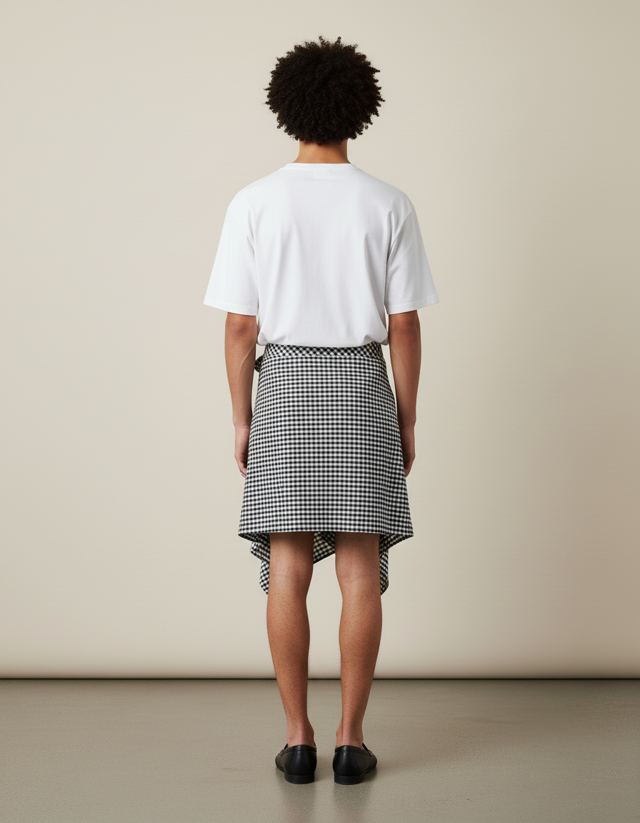 Jupe Homme Motif Écossais Asymétrique Décontractée