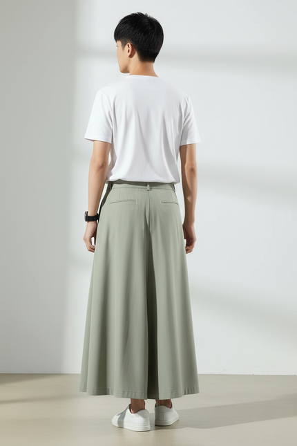 Jupe Homme Vert Kaki Plissée Fluide