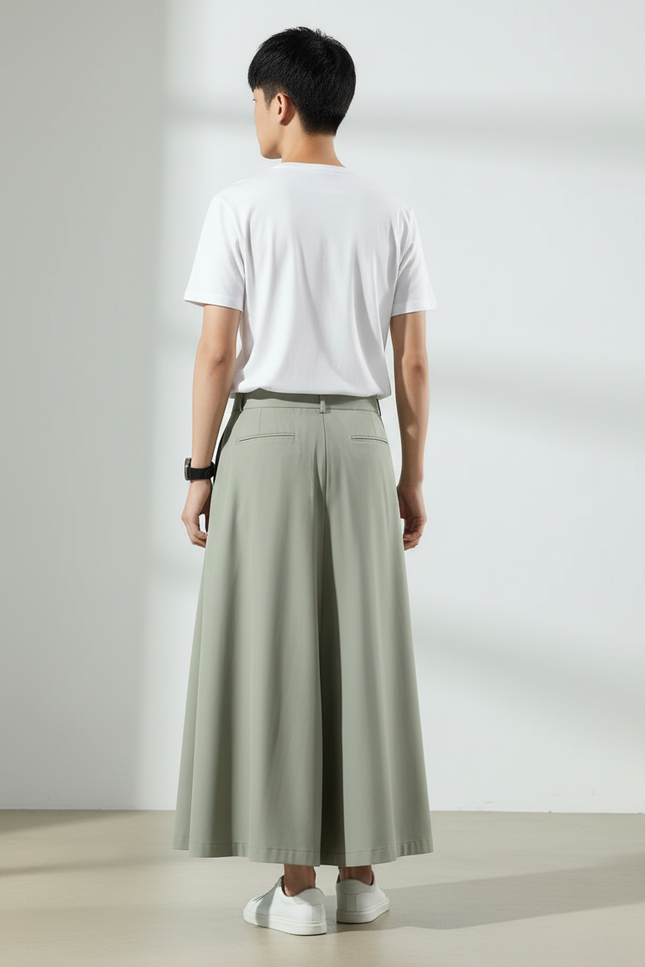 Jupe Homme Vert Kaki Plissée Fluide