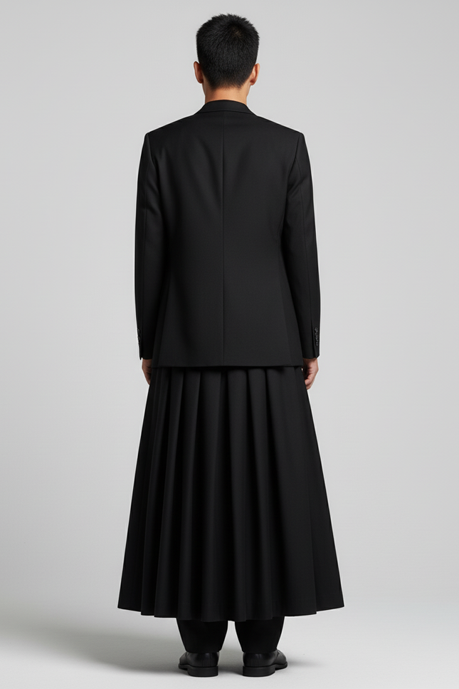 Jupe Homme Noire Overlap Fluide