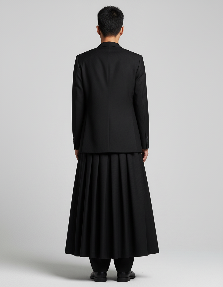 Jupe Homme Noire Overlap Fluide