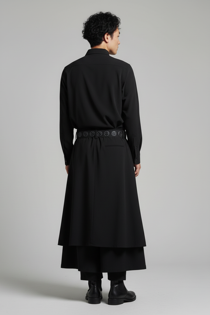 Jupe Homme Noire Asymétrique Fluide