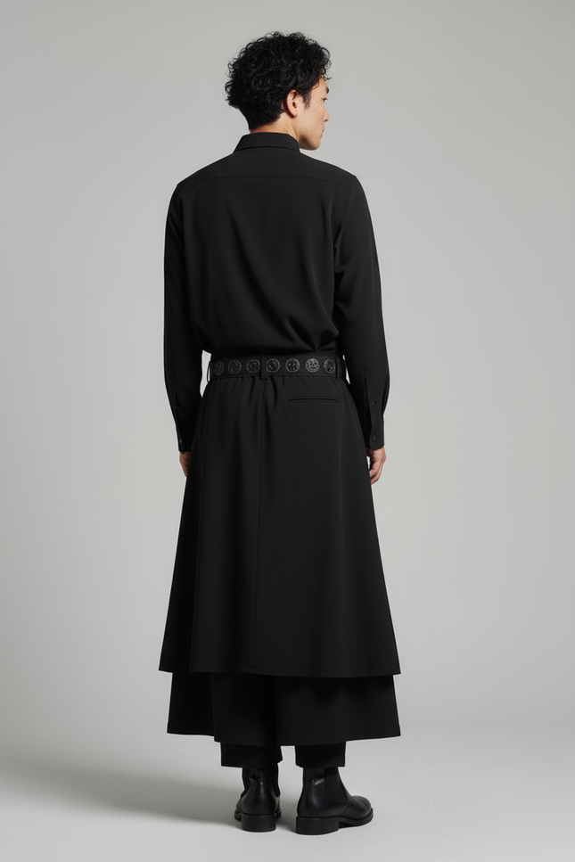 Jupe Homme Noire Asymétrique Fluide